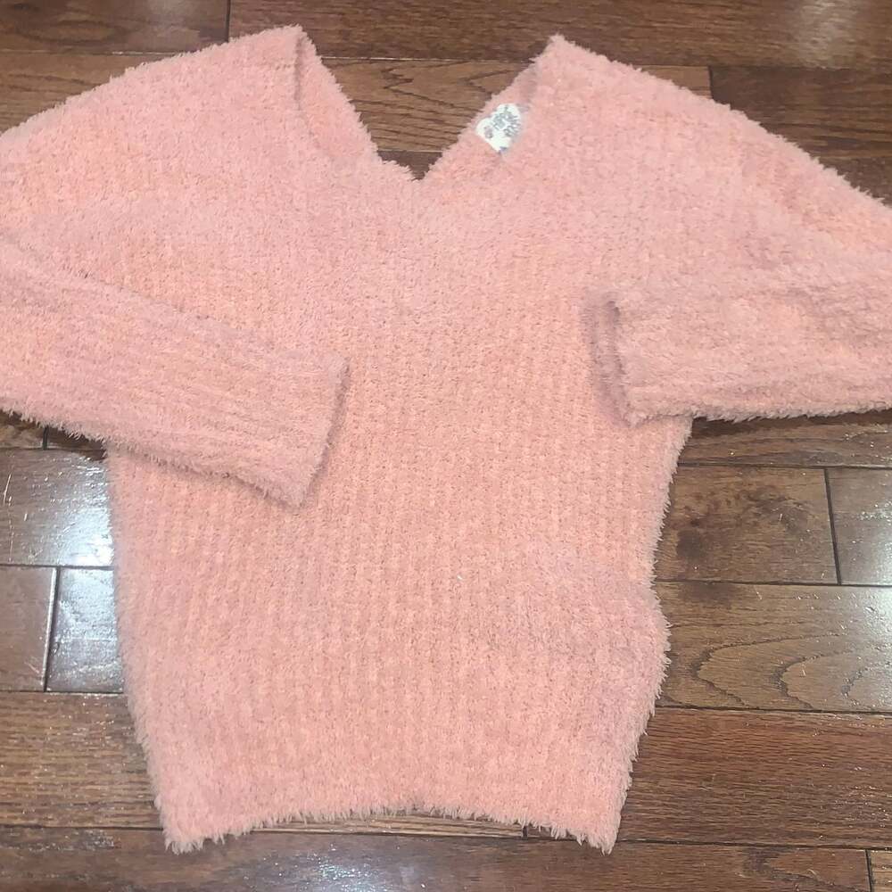 Hippie Rose Blush‎ Pink Fuzzy Knit Sweater Soft Girl Core Cozy Y2K Size M
